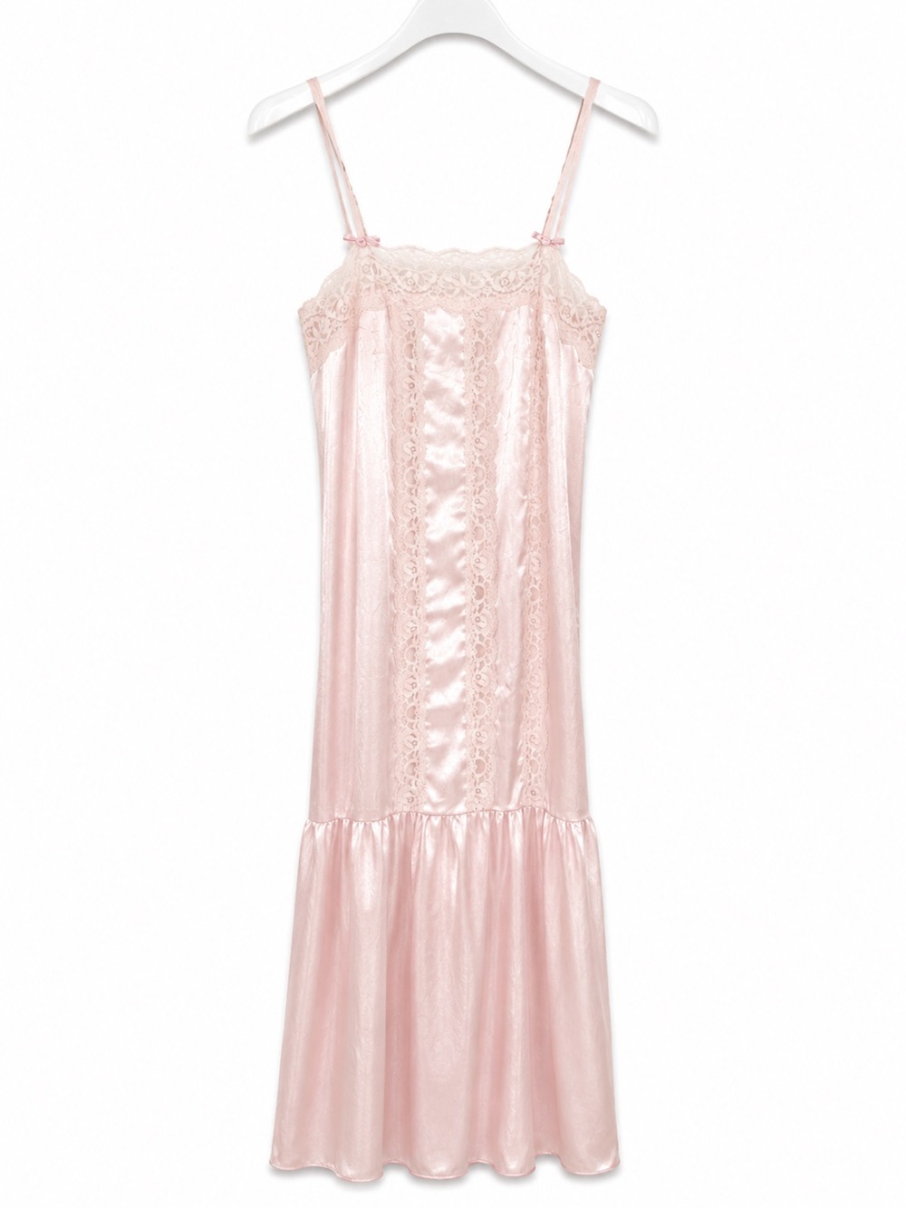 VNTG//70s80s/ Miss Dior pink satin lace night gown